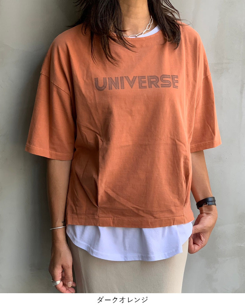 50%OFFセール！"UNIVERSE"裾タックロゴ半袖Tシャツ/flamingo firm/フラミンゴファーム/150236
