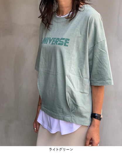 50%OFFセール！"UNIVERSE"裾タックロゴ半袖Tシャツ/flamingo firm/フラミンゴファーム/150236